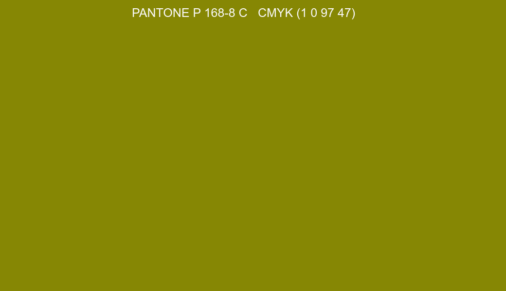 Color PANTONE P 168-8 C to CMYK (1 0 97 47) converter Color PANTONE P 168-8 C to CMYK (1 0 97 47) converter