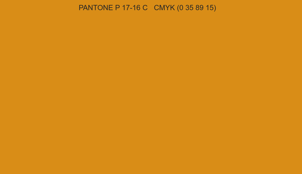 Color PANTONE P 17-16 C to CMYK (0 35 89 15) converter Color PANTONE P 17-16 C to CMYK (0 35 89 15) converter