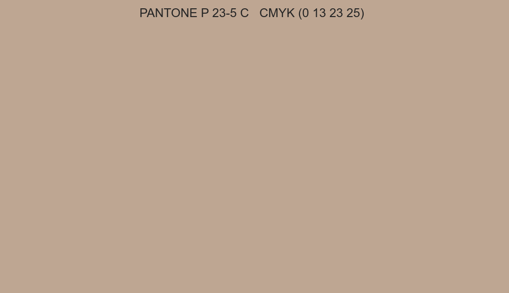 Color PANTONE P 23-5 C to CMYK (0 13 23 25) converter Color PANTONE P 23-5 C to CMYK (0 13 23 25) converter