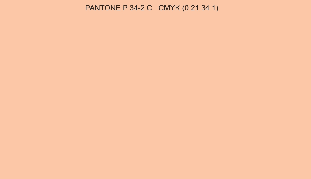 Color PANTONE P 34-2 C to CMYK (0 21 34 1) converter Color PANTONE P 34-2 C to CMYK (0 21 34 1) converter