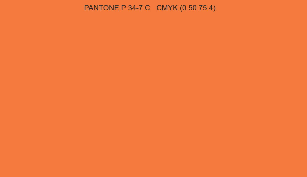 Color PANTONE P 34-7 C to CMYK (0 50 75 4) converter Color PANTONE P 34-7 C to CMYK (0 50 75 4) converter