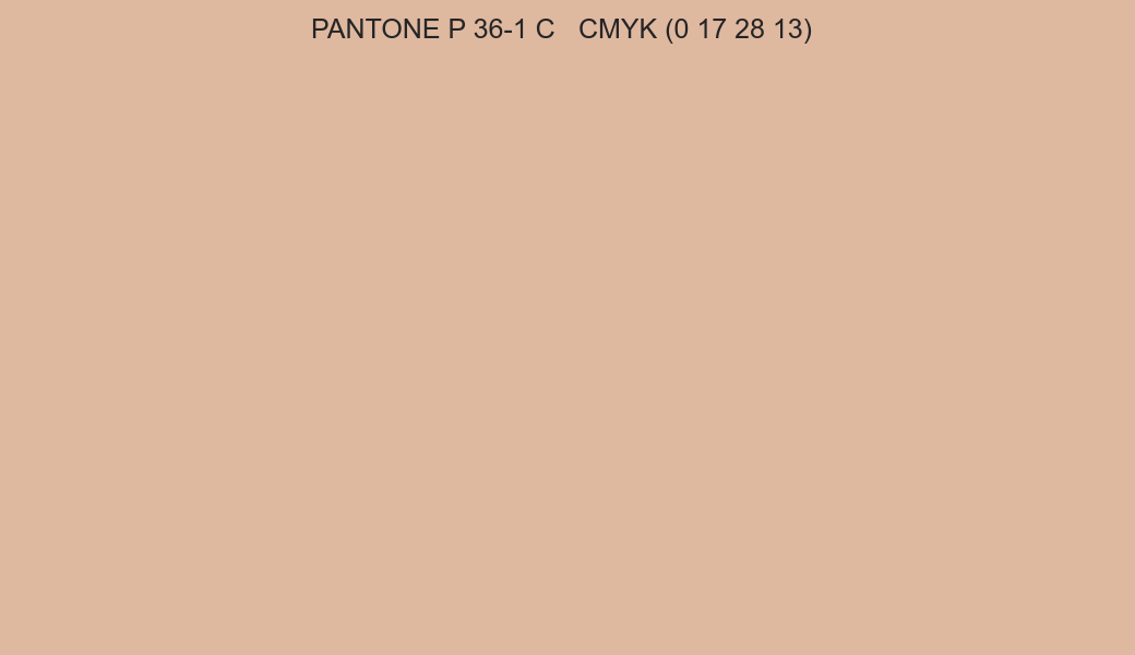 Color PANTONE P 36-1 C to CMYK (0 17 28 13) converter Color PANTONE P 36-1 C to CMYK (0 17 28 13) converter