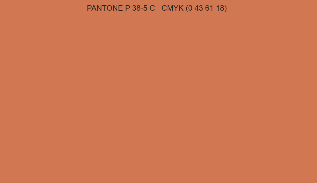 Color PANTONE P 38-5 C to CMYK (0 43 61 18) converter Color PANTONE P 38-5 C to CMYK (0 43 61 18) converter