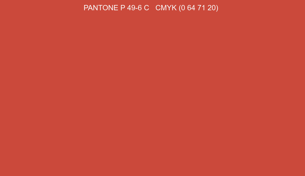 Color PANTONE P 49-6 C to CMYK (0 64 71 20) converter Color PANTONE P 49-6 C to CMYK (0 64 71 20) converter