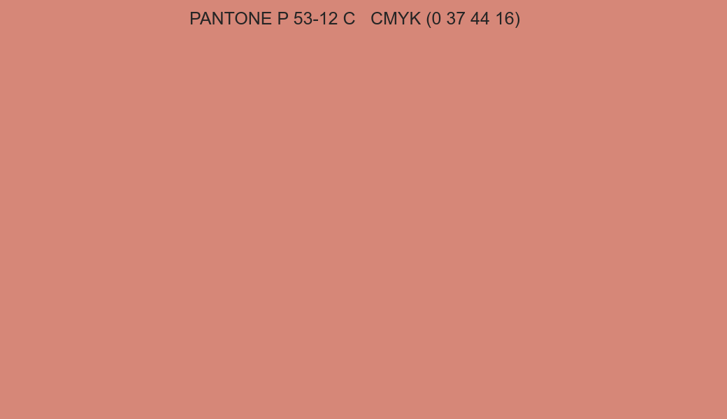 Color PANTONE P 53-12 C to CMYK (0 37 44 16) converter Color PANTONE P 53-12 C to CMYK (0 37 44 16) converter