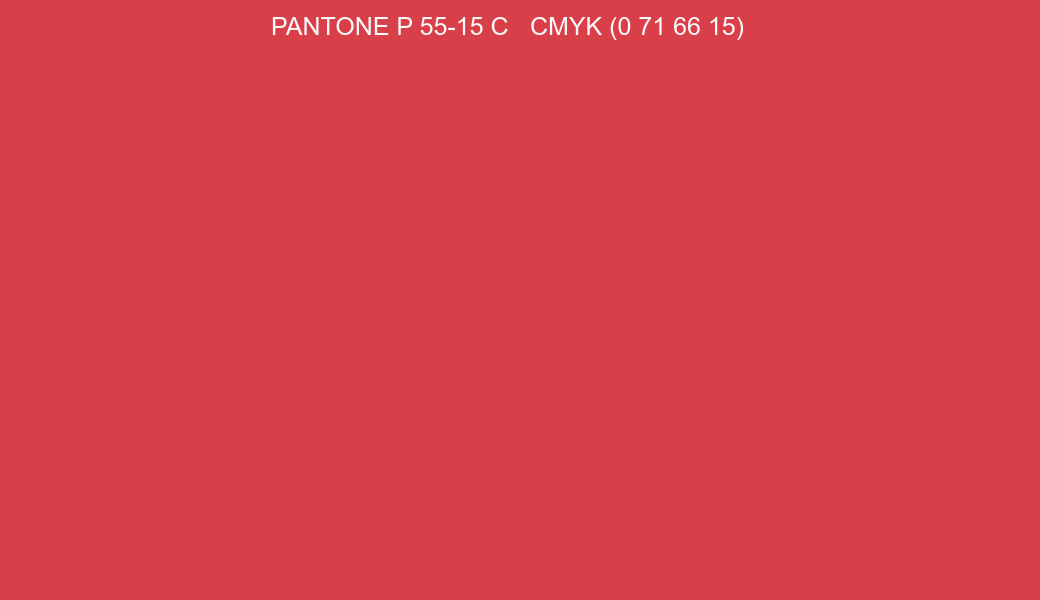 Color PANTONE P 55-15 C to CMYK (0 71 66 15) converter Color PANTONE P 55-15 C to CMYK (0 71 66 15) converter