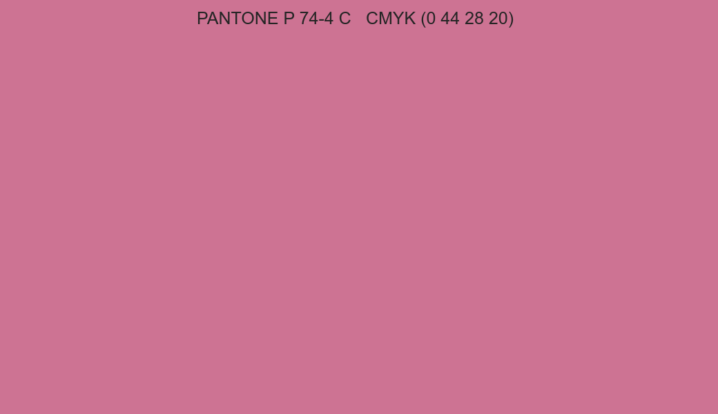 Color PANTONE P 74-4 C to CMYK (0 44 28 20) converter Color PANTONE P 74-4 C to CMYK (0 44 28 20) converter