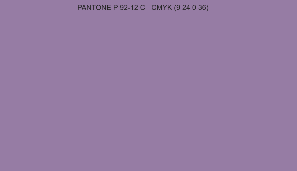 Color PANTONE P 92-12 C to CMYK (9 24 0 36) converter Color PANTONE P 92-12 C to CMYK (9 24 0 36) converter