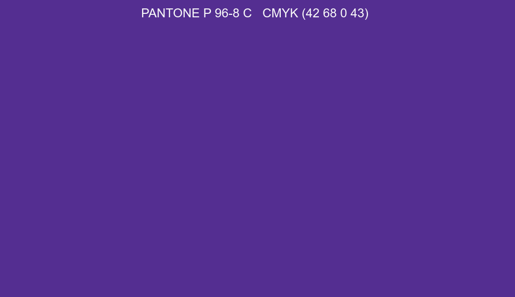 Color PANTONE P 96-8 C to CMYK (42 68 0 43) converter Color PANTONE P 96-8 C to CMYK (42 68 0 43) converter