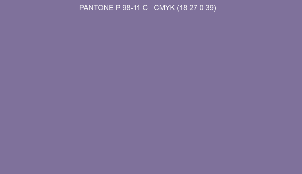 Color PANTONE P 98-11 C to CMYK (18 27 0 39) converter Color PANTONE P 98-11 C to CMYK (18 27 0 39) converter