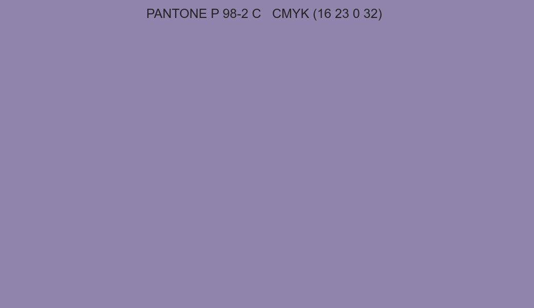 Color PANTONE P 98-2 C to CMYK (16 23 0 32) converter Color PANTONE P 98-2 C to CMYK (16 23 0 32) converter