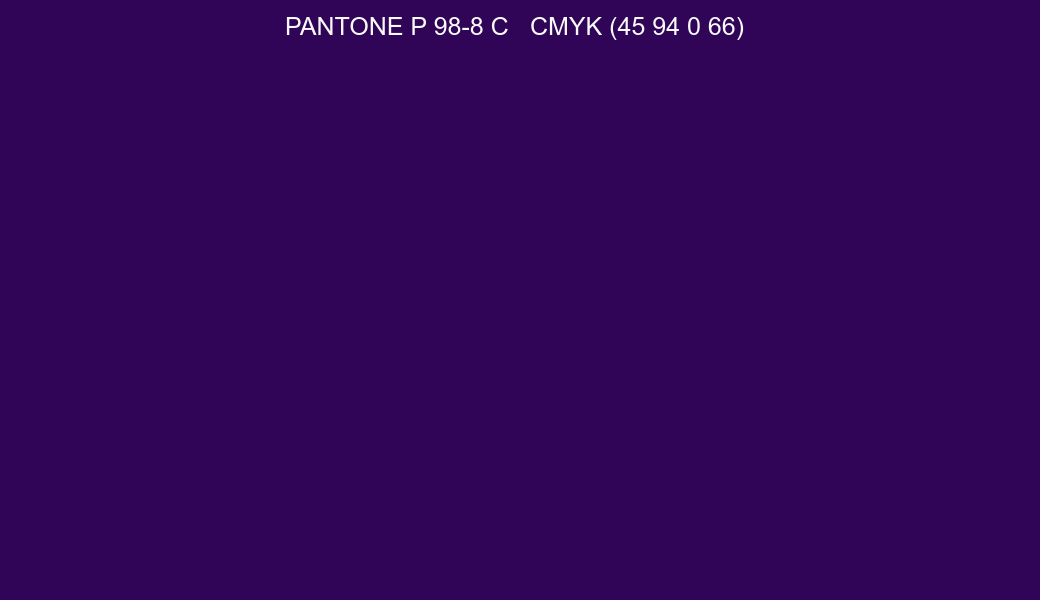 Color PANTONE P 98-8 C to CMYK (45 94 0 66) converter Color PANTONE P 98-8 C to CMYK (45 94 0 66) converter