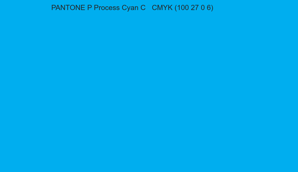 Color PANTONE P Process Cyan C to CMYK (100 27 0 6) converter Color PANTONE P Process Cyan C to CMYK (100 27 0 6) converter