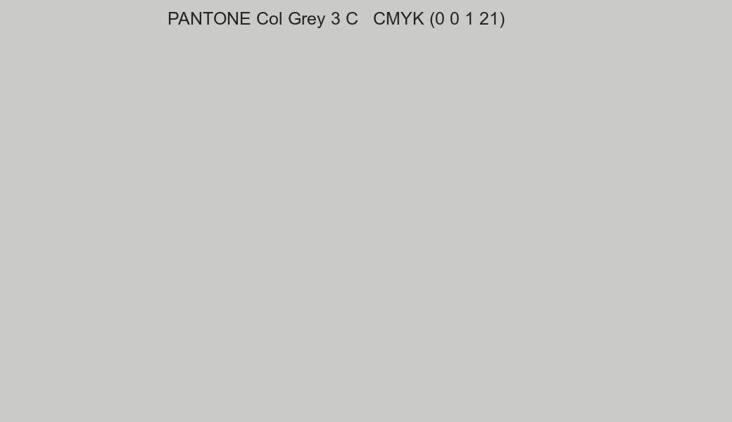 Color PANTONE Col Grey 3 C to CMYK (0 0 1 21) converter