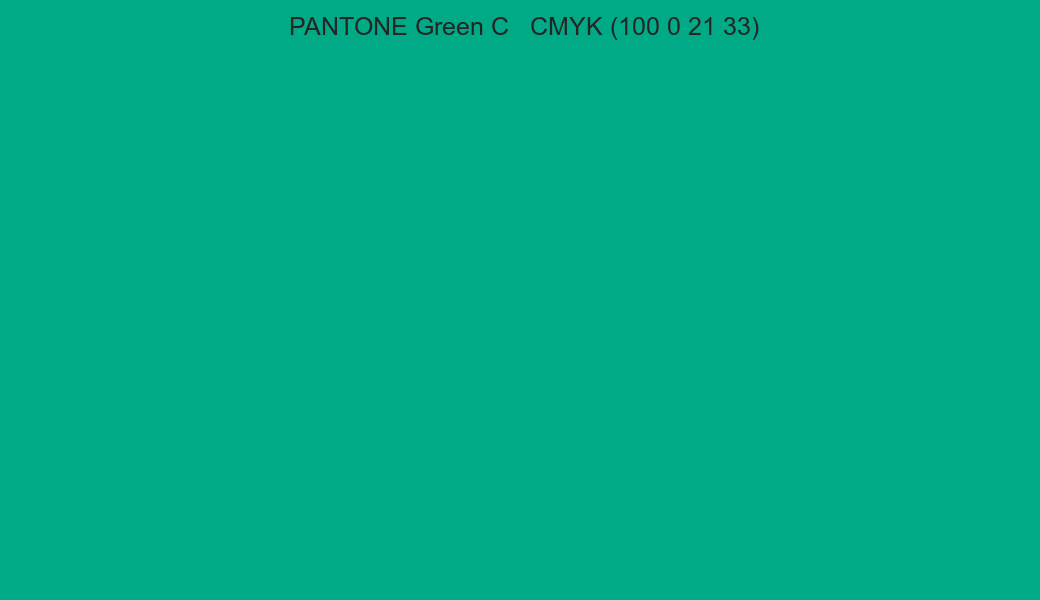 Color PANTONE Green C to CMYK (100 0 21 33) converter