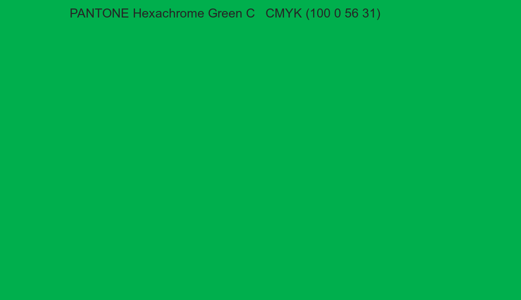 Color PANTONE Hexachrome Green C to CMYK (100 0 56 31) converter