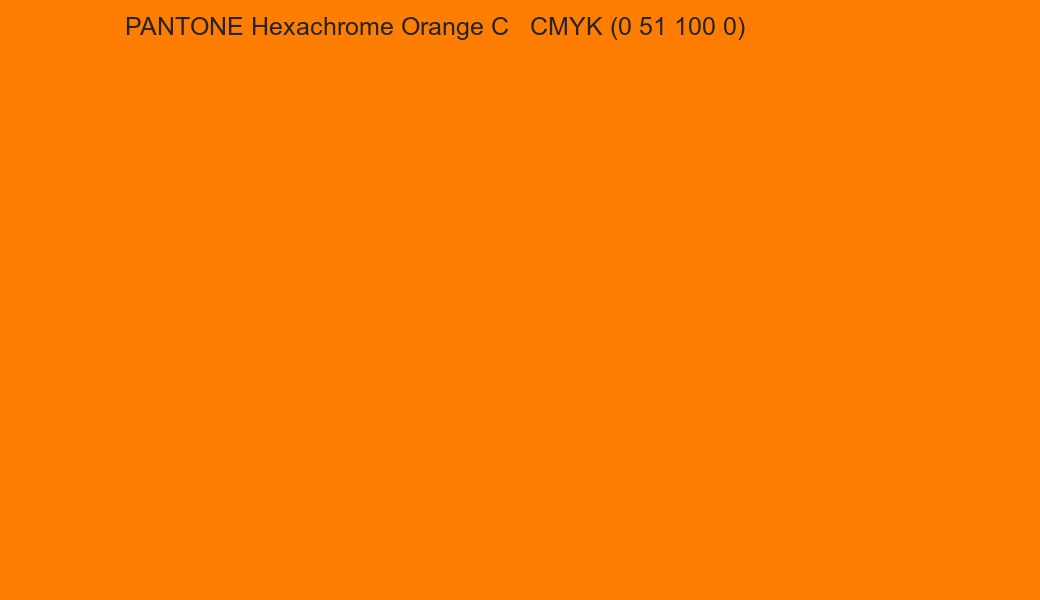 Color PANTONE Hexachrome Orange C to CMYK (0 51 100 0) converter