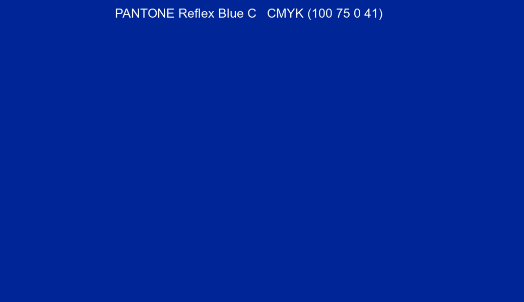 Color PANTONE Reflex Blue C to CMYK (100 75 0 41) converter