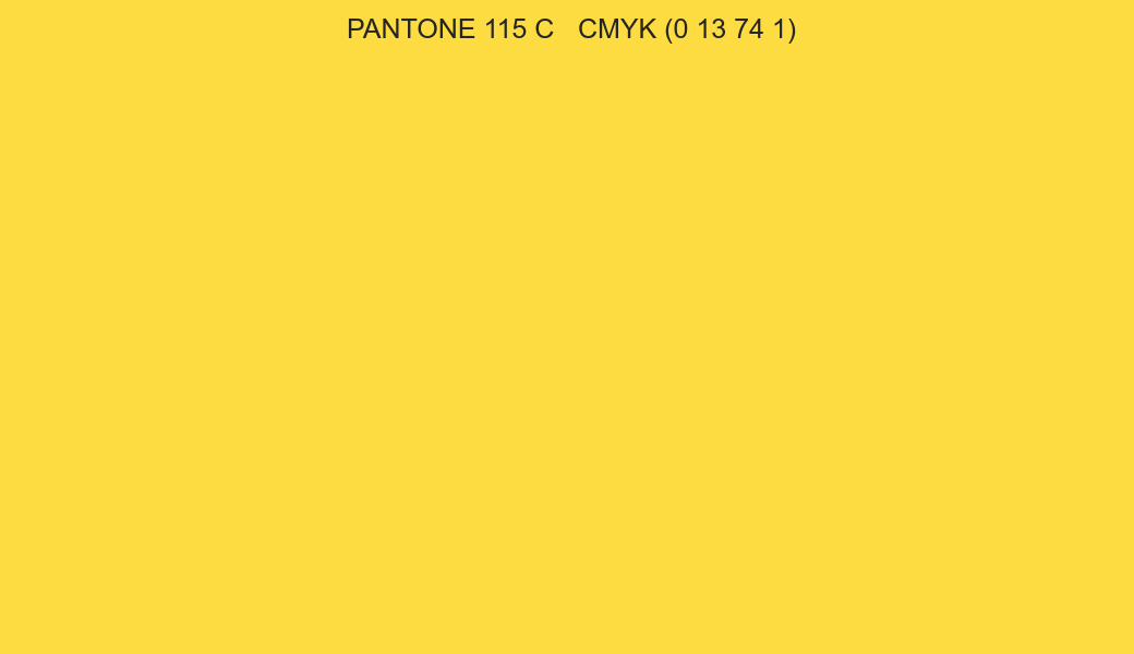 Color PANTONE 115 C to CMYK (0 13 74 1) converter Color PANTONE 115 C to CMYK (0 13 74 1) converter