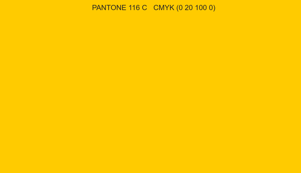 Color PANTONE 116 C to CMYK (0 20 100 0) converter Color PANTONE 116 C to CMYK (0 20 100 0) converter