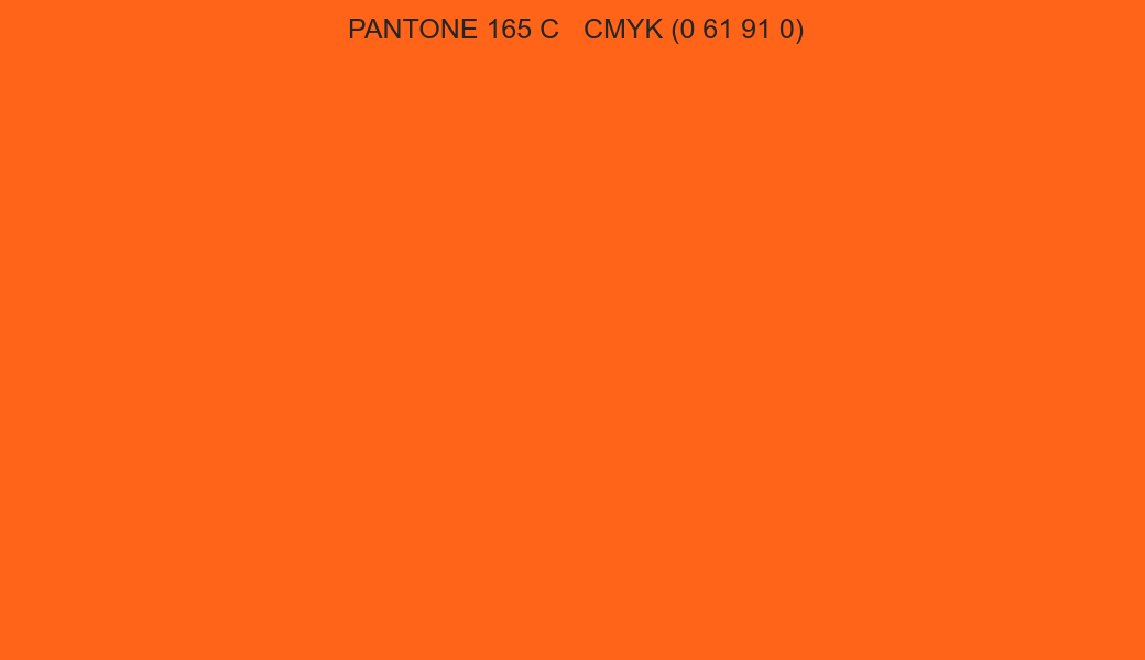 Color PANTONE 165 C to CMYK (0 61 91 0) converter Color PANTONE 165 C to CMYK (0 61 91 0) converter