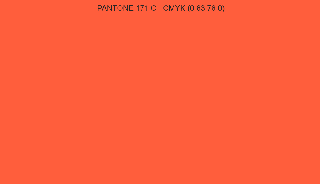Color PANTONE 171 C to CMYK (0 63 76 0) converter Color PANTONE 171 C to CMYK (0 63 76 0) converter