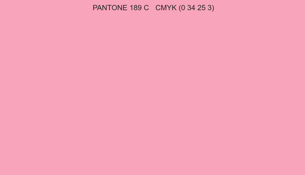 Color PANTONE 189 C to CMYK (0 34 25 3) converter Color PANTONE 189 C to CMYK (0 34 25 3) converter