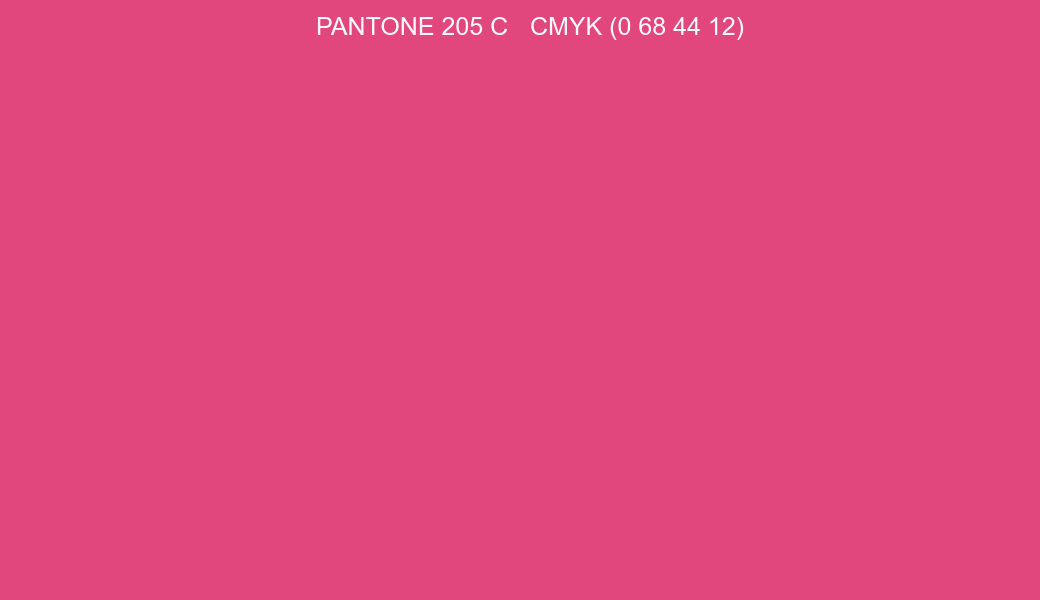 Color PANTONE 205 C to CMYK (0 68 44 12) converter Color PANTONE 205 C to CMYK (0 68 44 12) converter