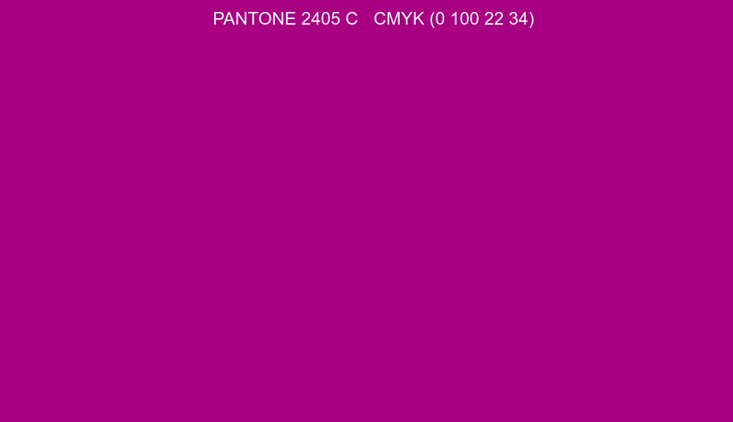 Color PANTONE 2405 C to CMYK (0 100 22 34) converter Color PANTONE 2405 C to CMYK (0 100 22 34) converter