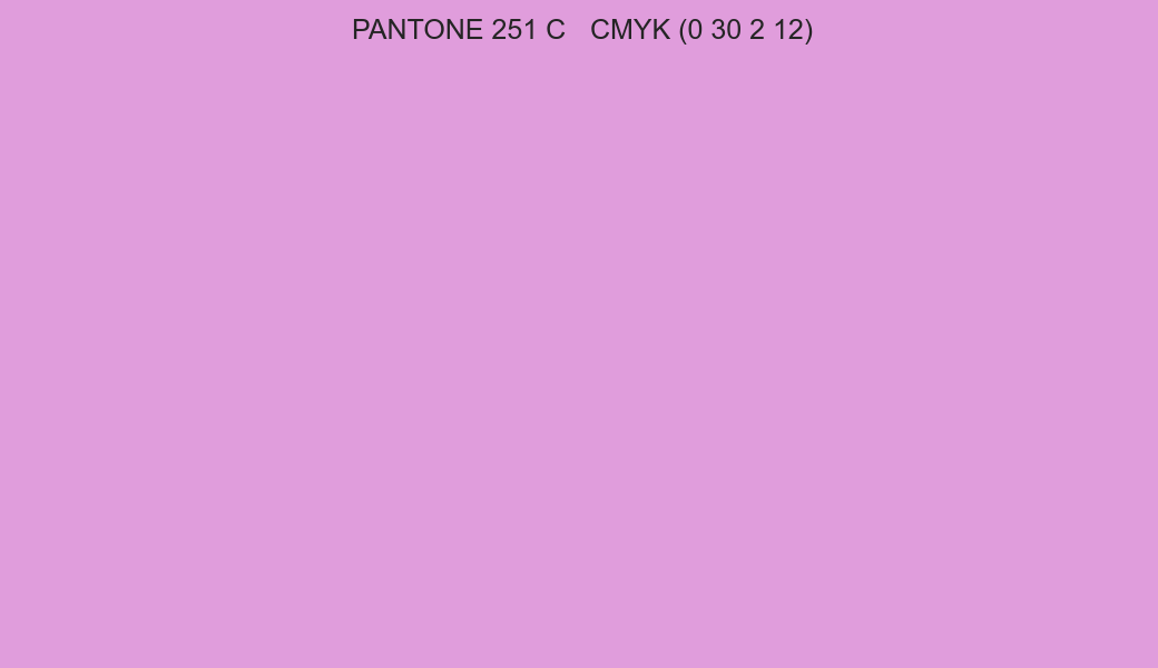 Color PANTONE 251 C to CMYK (0 30 2 12) converter Color PANTONE 251 C to CMYK (0 30 2 12) converter