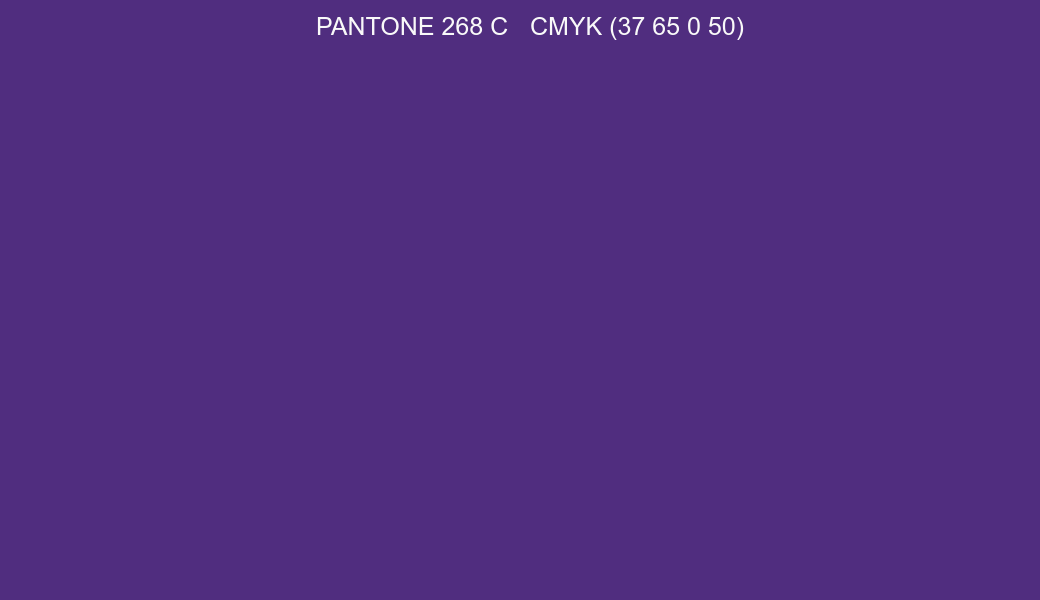 Color PANTONE 268 C to CMYK (37 65 0 50) converter Color PANTONE 268 C to CMYK (37 65 0 50) converter