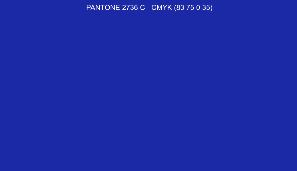 Color PANTONE 2736 C to CMYK (83 75 0 35) converter Color PANTONE 2736 C to CMYK (83 75 0 35) converter