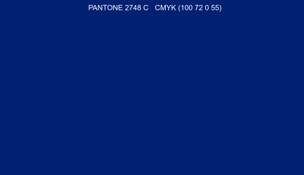 Color PANTONE 2748 C to CMYK (100 72 0 55) converter Color PANTONE 2748 C to CMYK (100 72 0 55) converter