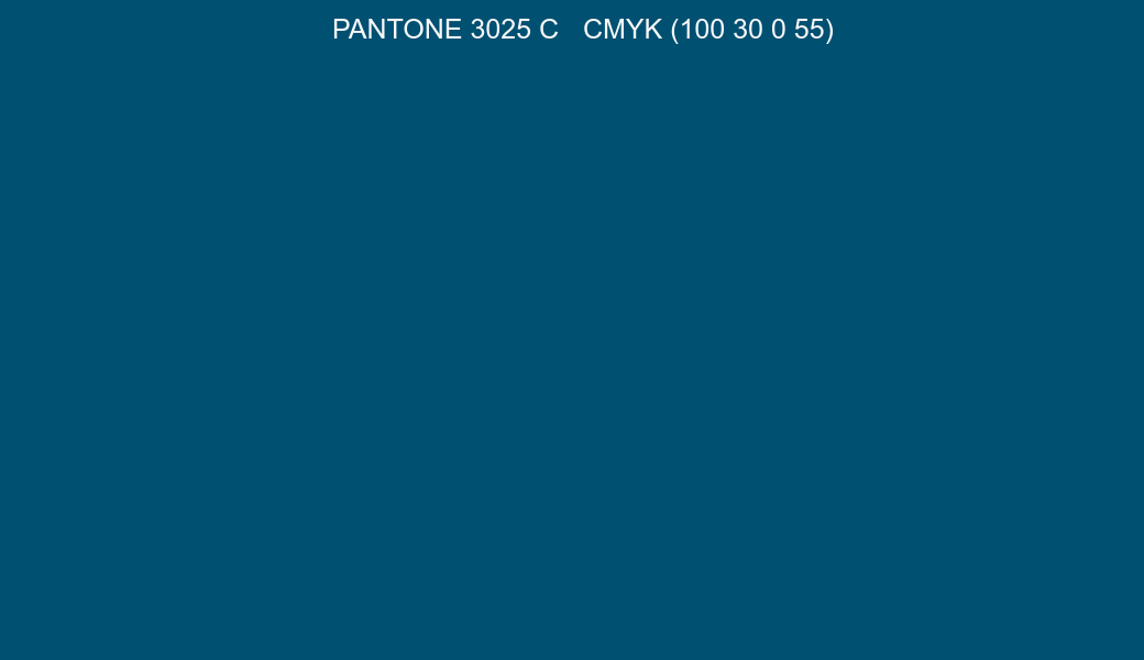 Color PANTONE 3025 C to CMYK (100 30 0 55) converter Color PANTONE 3025 C to CMYK (100 30 0 55) converter