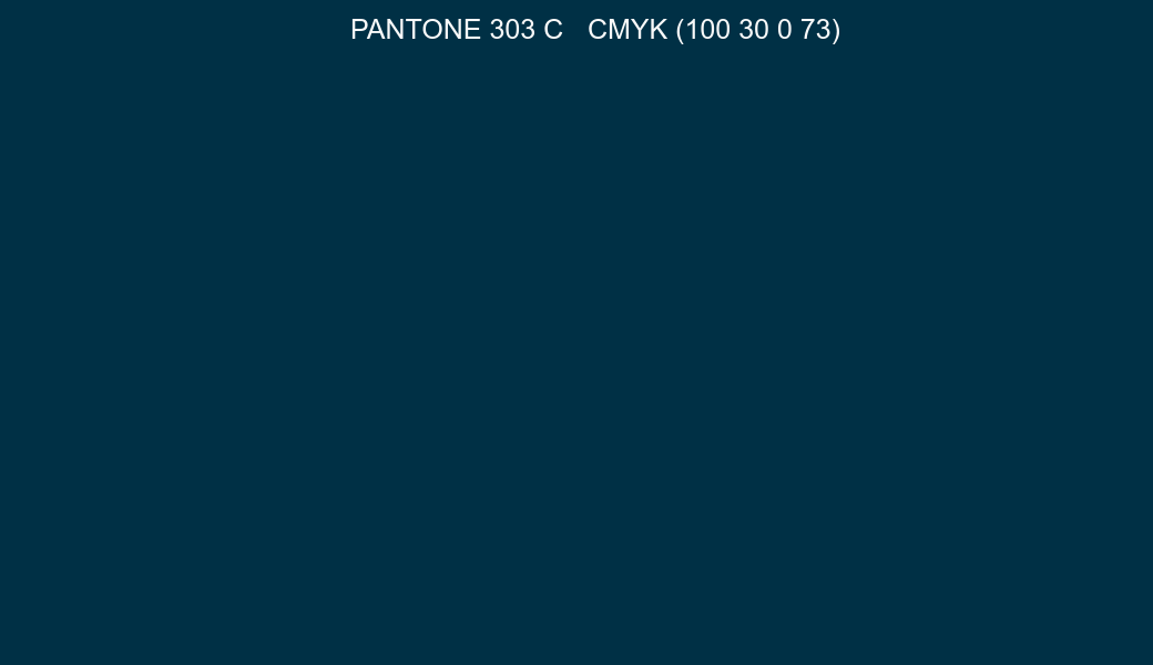 Color PANTONE 303 C to CMYK (100 30 0 73) converter Color PANTONE 303 C to CMYK (100 30 0 73) converter