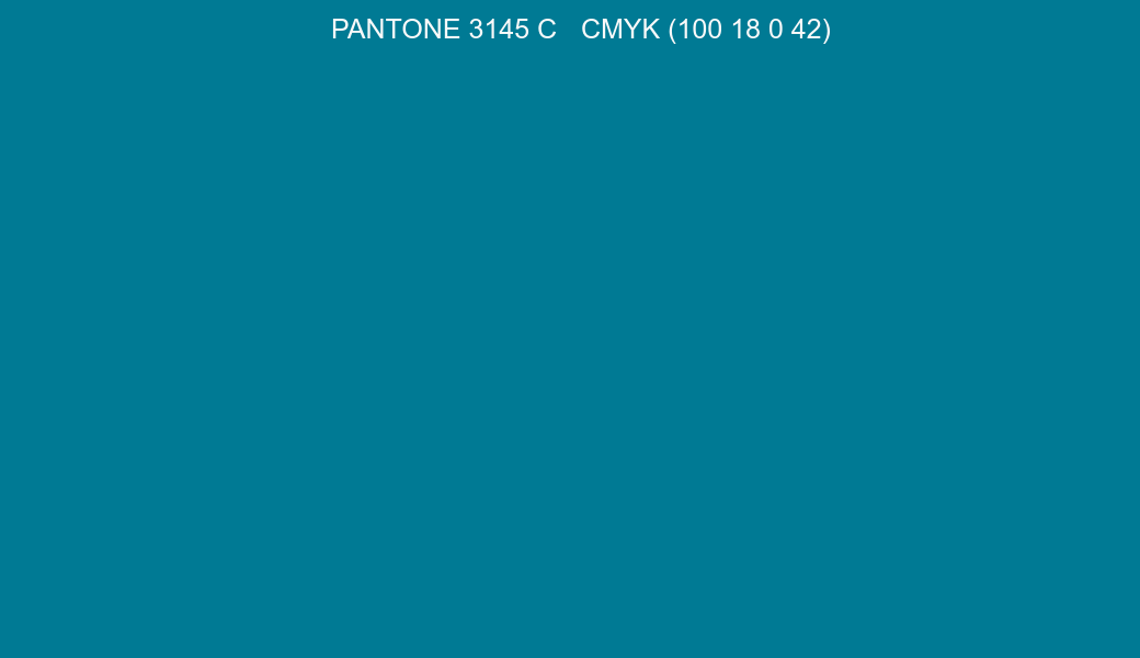 Color PANTONE 3145 C to CMYK (100 18 0 42) converter Color PANTONE 3145 C to CMYK (100 18 0 42) converter