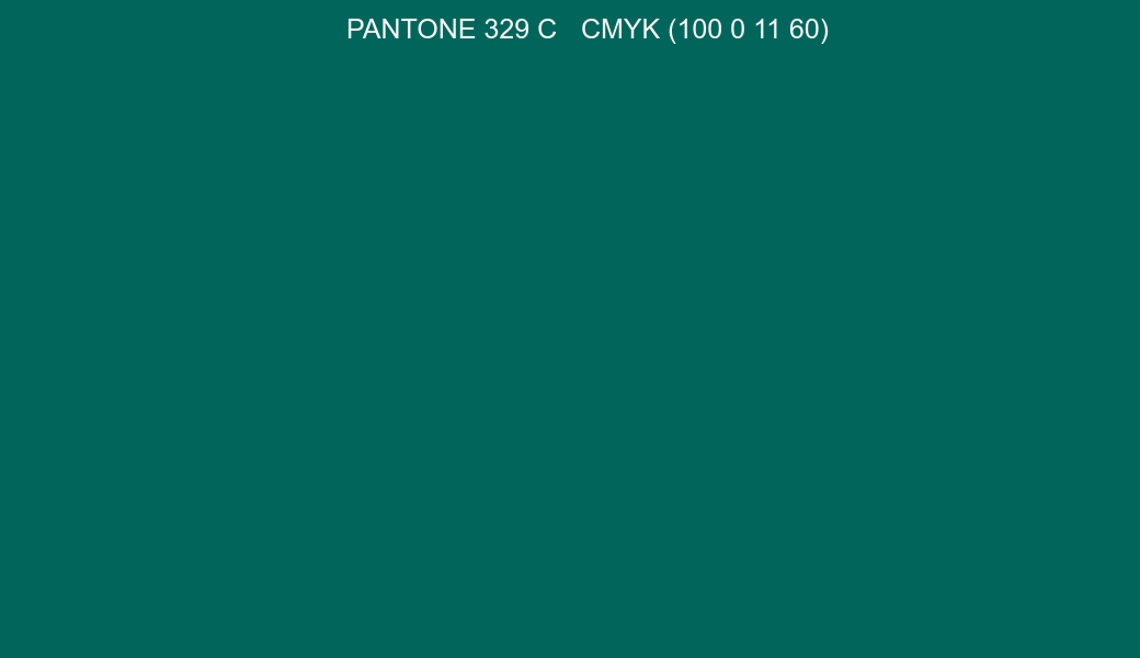 Color PANTONE 329 C to CMYK (100 0 11 60) converter Color PANTONE 329 C to CMYK (100 0 11 60) converter