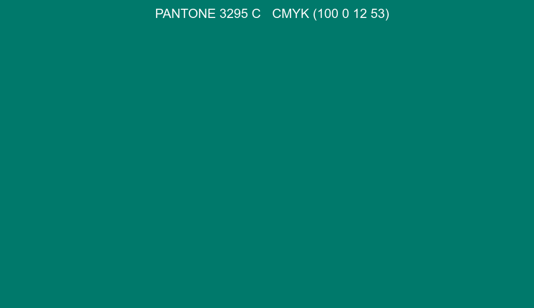Color PANTONE 3295 C to CMYK (100 0 12 53) converter Color PANTONE 3295 C to CMYK (100 0 12 53) converter