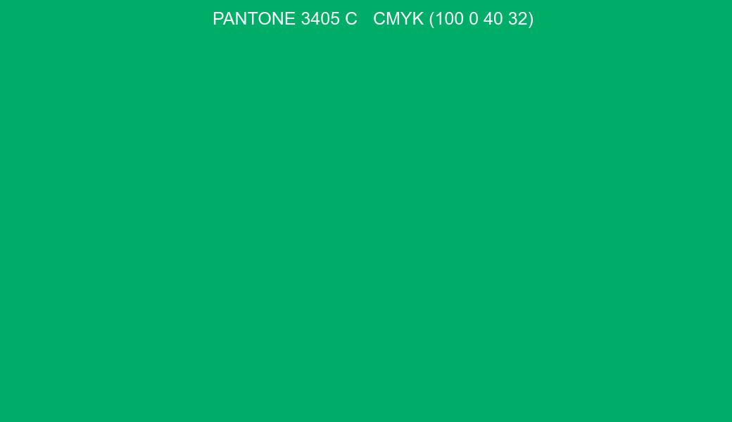 Color PANTONE 3405 C to CMYK (100 0 40 32) converter Color PANTONE 3405 C to CMYK (100 0 40 32) converter
