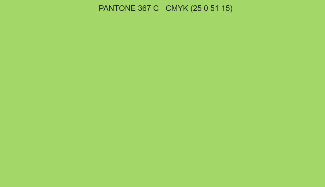 Color PANTONE 367 C to CMYK (25 0 51 15) converter Color PANTONE 367 C to CMYK (25 0 51 15) converter