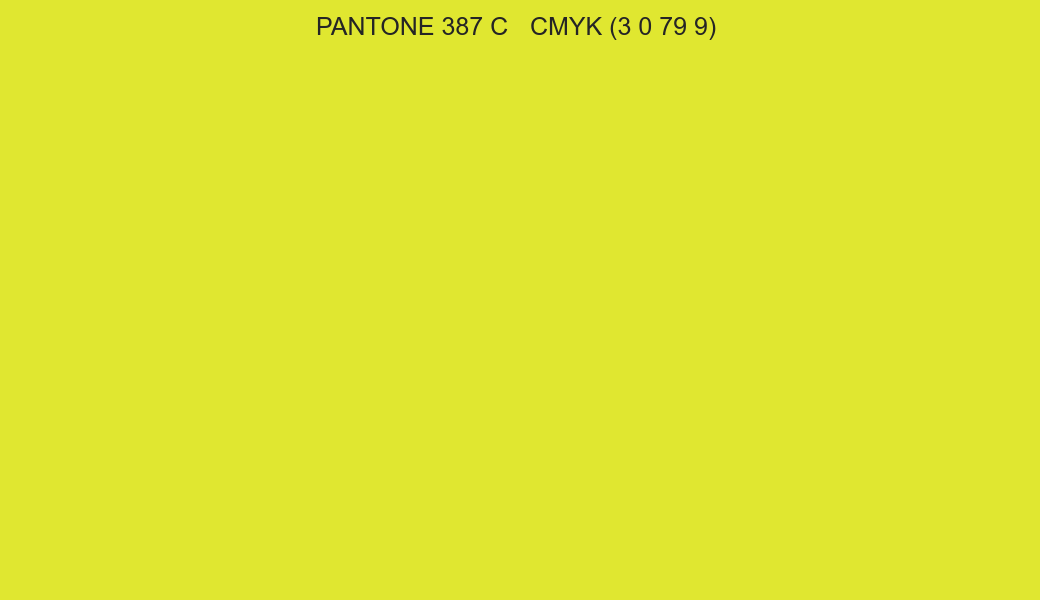 Color PANTONE 387 C to CMYK (3 0 79 9) converter Color PANTONE 387 C to CMYK (3 0 79 9) converter