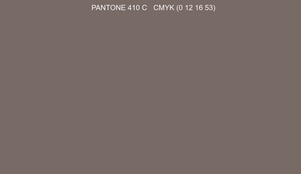 Color PANTONE 410 C to CMYK (0 12 16 53) converter Color PANTONE 410 C to CMYK (0 12 16 53) converter