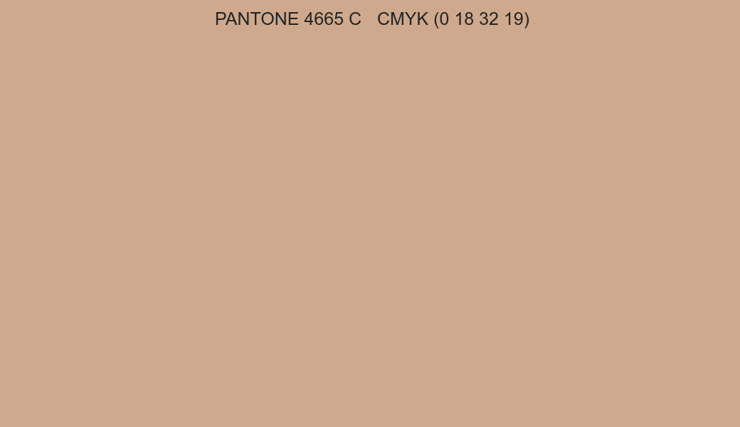 Color PANTONE 4665 C to CMYK (0 18 32 19) converter Color PANTONE 4665 C to CMYK (0 18 32 19) converter