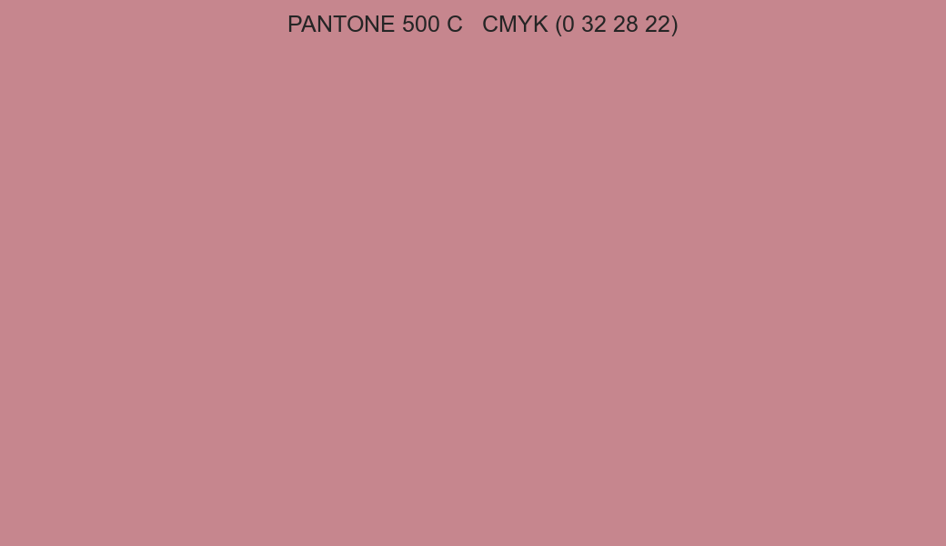 Color PANTONE 500 C to CMYK (0 32 28 22) converter Color PANTONE 500 C to CMYK (0 32 28 22) converter