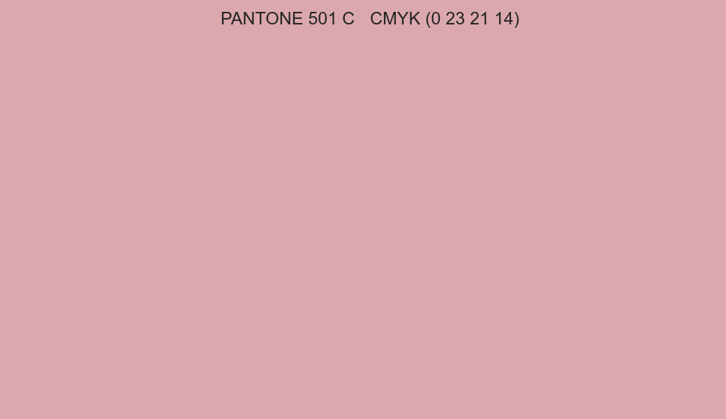 Color PANTONE 501 C to CMYK (0 23 21 14) converter Color PANTONE 501 C to CMYK (0 23 21 14) converter