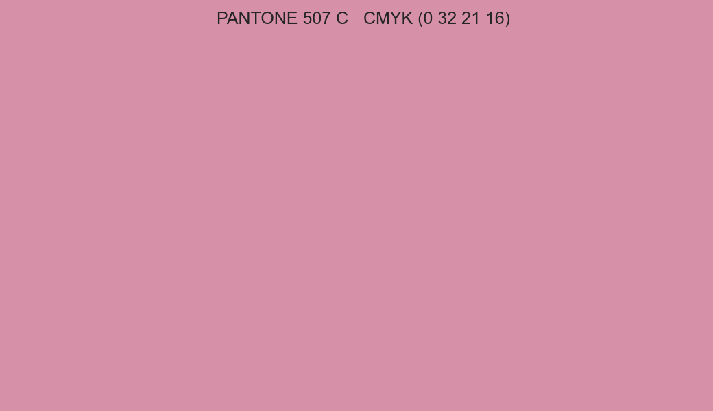 Color PANTONE 507 C to CMYK (0 32 21 16) converter Color PANTONE 507 C to CMYK (0 32 21 16) converter