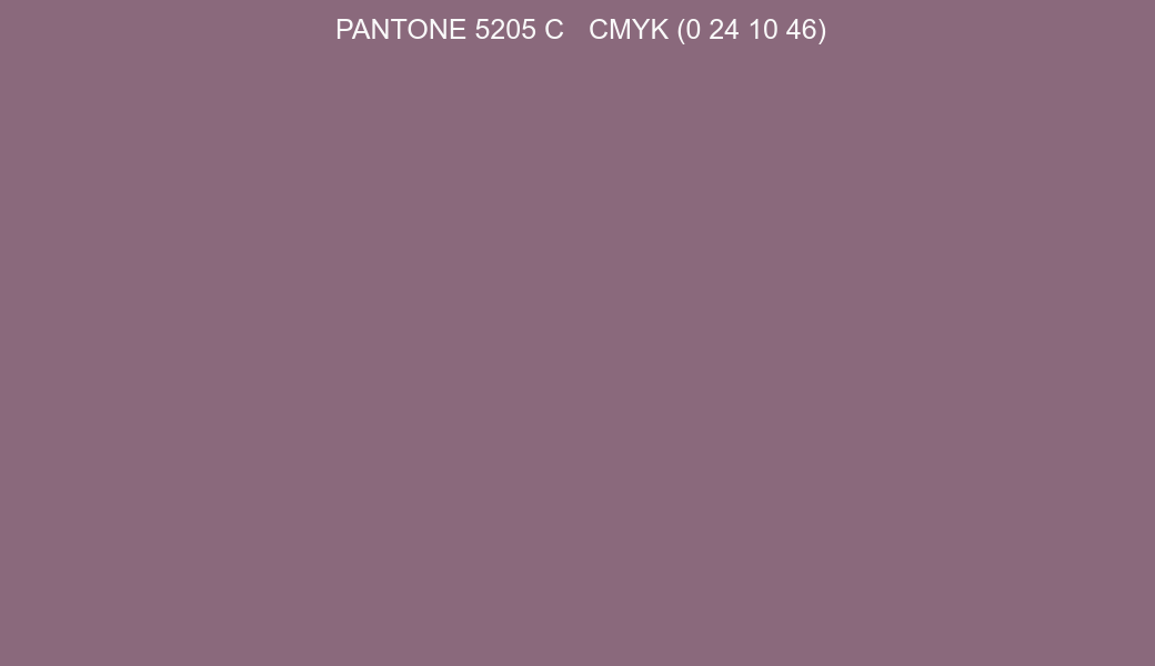 Color PANTONE 5205 C to CMYK (0 24 10 46) converter Color PANTONE 5205 C to CMYK (0 24 10 46) converter
