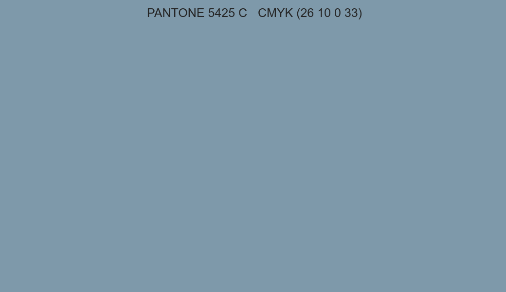 Color PANTONE 5425 C to CMYK (26 10 0 33) converter Color PANTONE 5425 C to CMYK (26 10 0 33) converter