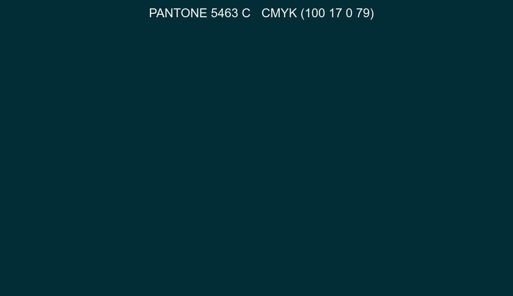 Color PANTONE 5463 C to CMYK (100 17 0 79) converter Color PANTONE 5463 C to CMYK (100 17 0 79) converter