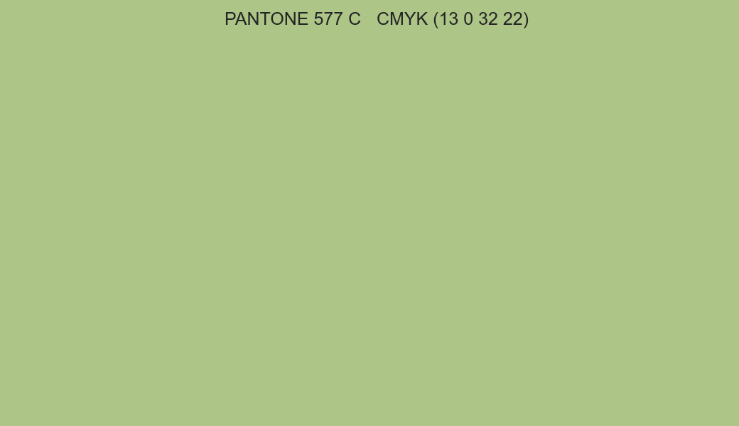Color PANTONE 577 C to CMYK (13 0 32 22) converter Color PANTONE 577 C to CMYK (13 0 32 22) converter